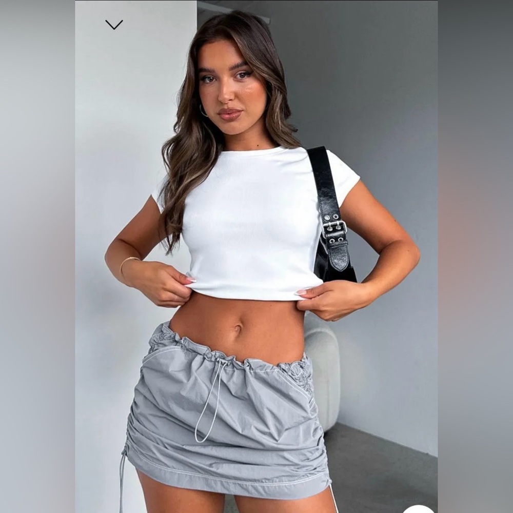 White Fox Head In The Game Cargo Mini Skirt in Grey